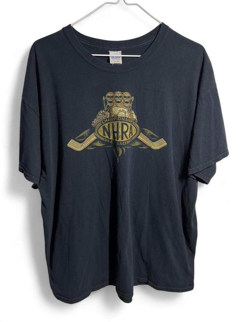 Vintage NHRA Championship Drag Racing Graphic T-Shirt Faded Black Size XL